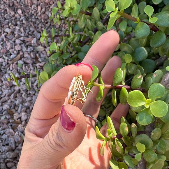 Elegant Gold and Cream Cameo Earrings - Picture 10 of 13